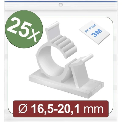 Afbeelding van Quadrios 24CA448 Bevestigingssokkel Zelfklevend Bundel Ø (bereik) 16.5 tot 20.1 mm Wit 25 stuk(s)