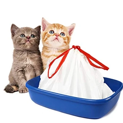 Afbeelding van Bilieasy Kattenbakvoeringen groot met trekkoord 10 stuks krasbestendige zakken voor middelgrote en grote kattenbak (M, WIT)