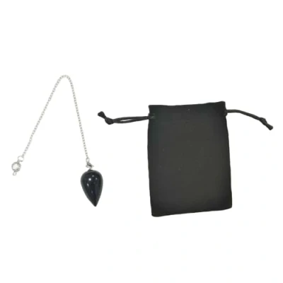 Afbeelding van Divinatorische slinger met obsidiaan, waterdruppelvorm, slinger, wensroede, natuursteen, vintage kristallen voor radiesthesie, pendel chakra reiki waarzeggerij (obsidiaan)