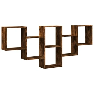 Afbeelding van Wandschap 159x18x66 cm bewerkt hout gerookt eikenkleurig