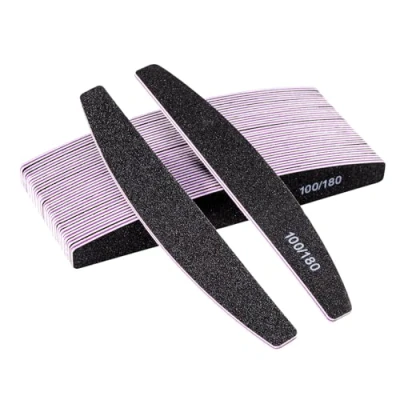 Afbeelding van 20 stuks nagelvijlen, professionele, dubbelzijdige nagelvijl, herbruikbaar, 100/180 grit, voor manicuresalons, doe het zelf nagelkunst thuis, zwart