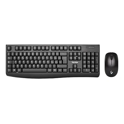 Afbeelding van Vultech KM 821 USB toetsenbord en muis, bedraad, 160 cm kabel, ergonomisch design, Italiaanse lay out, numeriek toetsenbord, stille toetsen, voor pc/laptop, zwart, compatibel met Windows, Linux Mac