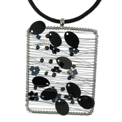 Afbeelding van Behave Ketting zwart hanger met lovertjes 40 cm