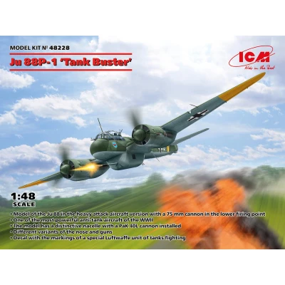 Afbeelding van 1:48 ICM 48228 Ju 88P 1 Tank Buster Vliegtuig Plastic Modelbouwpakket