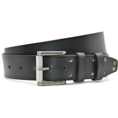 Afbeelding van Stoere echt lederen vol nerf Zwarte 4cm riem Maat 95
