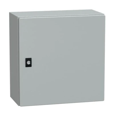 Afbeelding van Schneider electric spacial lege schakelkast staal 1 slot deur hxbxd 400x400x200mm grijs ral7035 poedercoating ip66 ik10 nsycrn44200