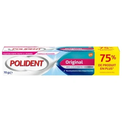 Afbeelding van Polident Originele extra sterke fixatiecrème, voor gedeeltelijke of volledige tandprothesen, 70 g