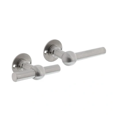 Afbeelding van Deurklink L/T Bol met ronde rozet 42x2mm geborsteld RVS