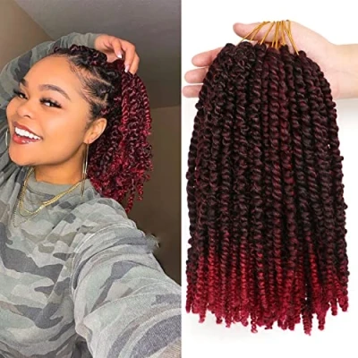 Afbeelding van AuHeiAmeri 8 stuks/partij voorgedraaide passie twist gehaakt haar voorgeknoopte krullend hair extensions voor zwarte vrouwen wijtgolf vlechten (25,5 cm (pak van