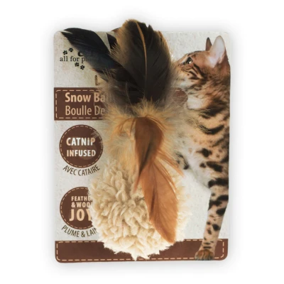Afbeelding van Afp Snow Ball Lamswol Met Veren En Catnip Assorti