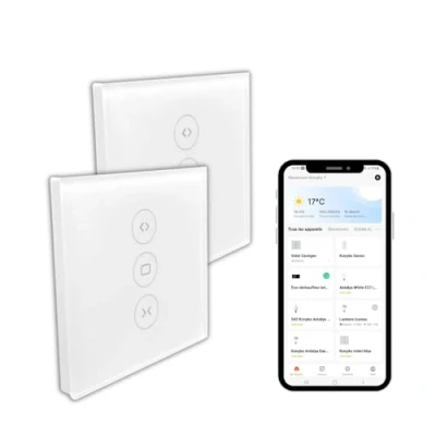 Afbeelding van Konyks Vollo Max 3 set van 2 aangesloten rolluikschakelaars eenvoudige installatie, spraakbesturing met Alexa, Google Home en Siri op afstand, tijdprogrammering