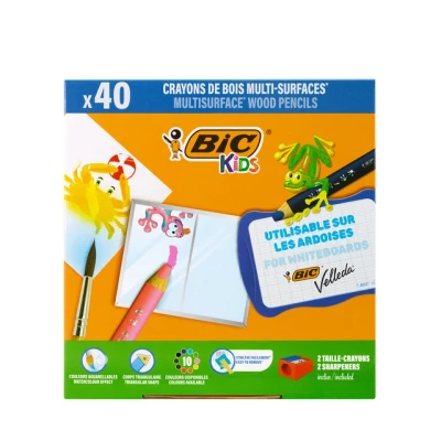 Afbeelding van Kleurpotloden Bickids Multi Surface Class incl 2 puntenslijpers assorti 10 kleuren pak à 40 stuks