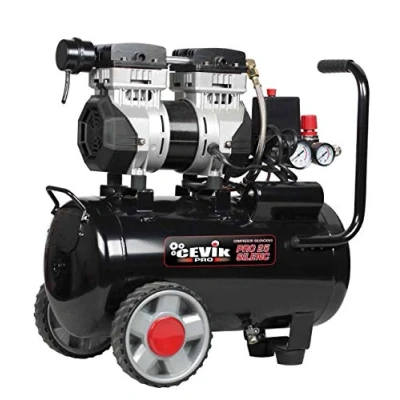 Afbeelding van CEVIK PRO CA PRO25SILENC stille luchtcompressor 59 dB capaciteit 25 l motor met 1,5 pk druk max. 8 bar debiet 150 l/min olievrij onderhoudsvrij compact en draagbaar
