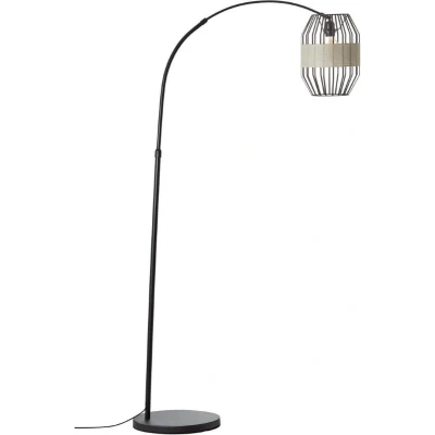 Afbeelding van Brillant Slope arc vloerlamp 1.5m zwart/naturel 1x A60, E27, 52W, geschikt voor normale lampen (niet meegeleverd)