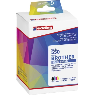 Afbeelding van Edding Inktcartridge vervangt Brother LC223 BKCMY Compatibel Zwart, Cyaan, Magenta, Geel EDD 550 18 01