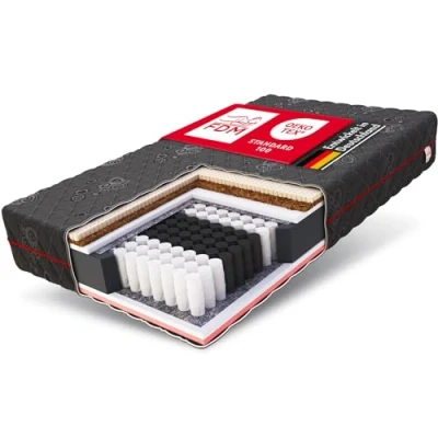 Afbeelding van FDM Black Max Matras 90 x 200 cm, koudschuim, pocketvering, hoogte 28 hardheidsgraad H3, latex, kokos, visco schuim, Öko Tex geschikt voor mensen met een allergie, jacquard overtrek wasbaar