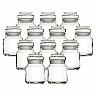 Afbeelding van gouveo Rondo Kruidenpotjes, 200 ml, met glazen kurk, lege kurkglazen om te vullen, ronde voorraadpotten stop voor kruiden, specerijen, cosmetica, 12 stuks