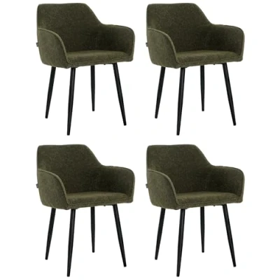 Afbeelding van Lina® Diamond Eetkamerstoel Groen Set van 4 Boucle