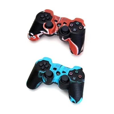 Afbeelding van 2 x siliconen beschermhoes voor PS2 PS3 draadloze controller blauw rood