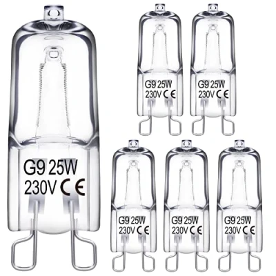 Afbeelding van EvaStary G9 gloeilampen, 6 stuks, 25 W, 230 V, 2800 K, 330 lm, stralingshoek 360 graden, dimbaar, warm licht, transparante capsulelampen, perfecte halogeenlamp voor woonkamer, slaapkamer