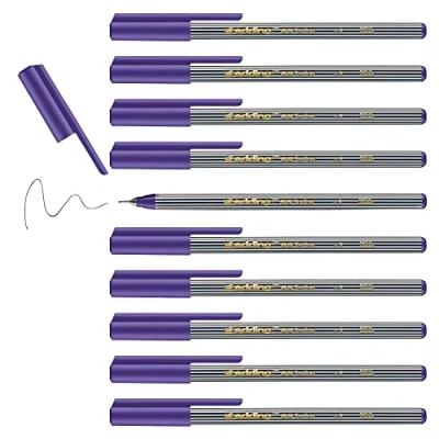 Afbeelding van edding 55 fineliner violet 10 stiften punt 0,3 mm kleurstift om te schrijven, kleuren, accentueren, illustreren voor kinderen en volwassenen, school, thuiswerkplek, kantoor
