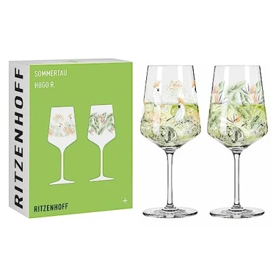 Afbeelding van RITZENHOFF 6211001 aperitiefglas set van 2 500 ml serie Sommerdauw bloemenstijl, meerkleurig Made in Germany