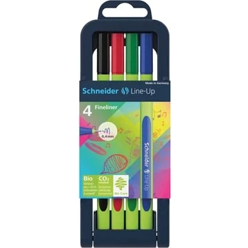 Afbeelding van Schneider fineliner Line Up, etui van 4 stuks in geassorteerde kleuren