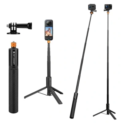 Afbeelding van K&amp;F Concept 120 cm actiecamera statief selfiestick, onzichtbare uitschuifbare draagbare grip, selfiestick compatibel met Go Pro Hero 13 12 11 10 9 8, DJI Osmo Action 5 4 3, Insta 360 Ace