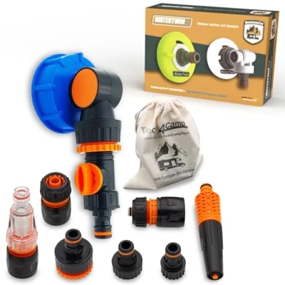 Afbeelding van MaJoCompTec® WATERTWIN Waterreservoir vuladapter, voor camper, caravan, wateraansluiting, accessoires, vuladapter compatibel met Gardena (FLEX+CONNECTset, adapter tankdeksel IG60 grove