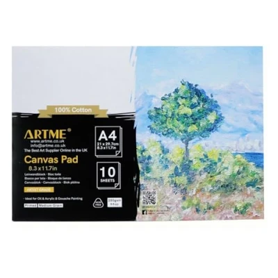 Afbeelding van ARTME A4 Canvaspapier/canvasblok, 10 vellen 280 g/m², voor olie en acrylschilderen, zuurvrij, 100% katoen. (A4 1pk)