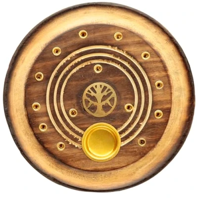 Afbeelding van Mangohout Tree of Life Rond Wierookhouder