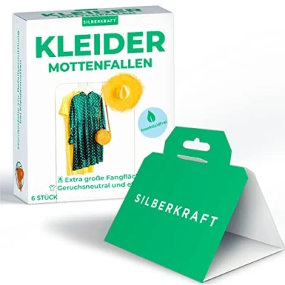 Afbeelding van Silberkraft Mottenval, 6 stuks, lijmval voor kledingmotten, monitoring en controleren van motten, te gebruiken in kledingkast, slaapkamer woning