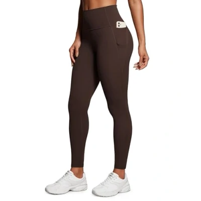 Afbeelding van CRZ Yoga Dames Butterluxe Workout Leggings 28 Inches Hoge Taille Gym Broek met Zakken Hardlopen Buttery Soft Hot Fudge Bruin XS