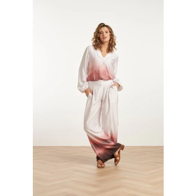 Afbeelding van Smashed Lemon 25018 Wide Leg Broek In Vintage Roze &amp; Mauve Ombre XL