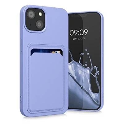 Afbeelding van kwmobile telefoonhoesje geschikt voor Apple iPhone 13 Hoesje met pasjeshouder TPU case in lavendel