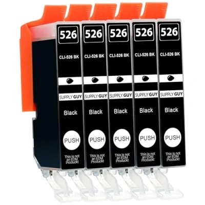 Afbeelding van Supply Guy 5 Inktpatronen met chip compatibel Canon CLI 526 Zwart voor IP4850 IP4950 IX6550 MG5150 MG5250 MG5340 MG5350 MG6150 MG6250 MG8150 MG8240 MG8250 MX715 MX885 MX895