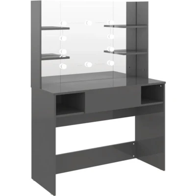 Afbeelding van Kaptafel Met Led Verlichting 100X40X135 Cm Mdf Eikenkleurig Glanzend grijs