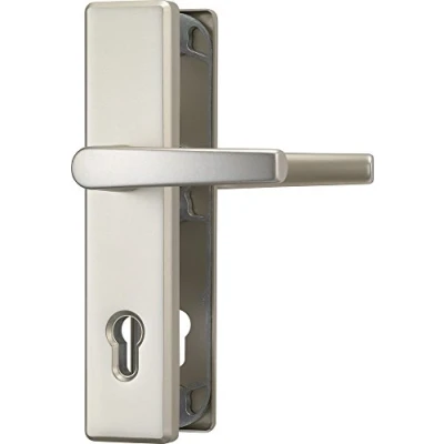 Afbeelding van ABUS 421121 deurbeschermingsbeslag HLS 214 DD F2 met dubbelzijdige drukknop, neuszilver (de verpakking kan variëren), 83051, nieuwzilver, drukknop