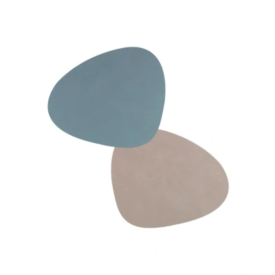 Afbeelding van LIND DNA Curve reversible placemat van leer 37 x 44 cm Lichtblauw