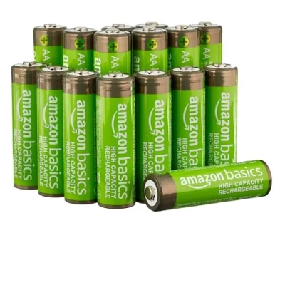 Afbeelding van Amazon Basics AA batterijen met hoge capaciteit, oplaadbaar, 2400 mAh, NiMh, voorgeladen, 16 stuks