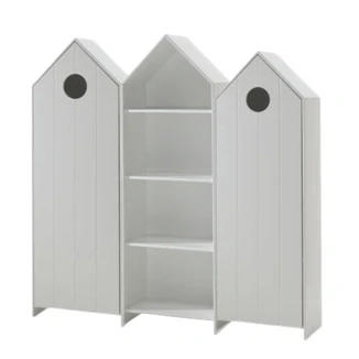 Afbeelding van Deze CASAMI combinatie bestaat uit 3 kasten: 2 kastjes met witte deur en 1 open kast.