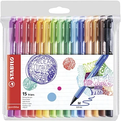 Afbeelding van Stabilo schrijfstift pointMax, etui met 15 stuks in geassorteerde kleuren