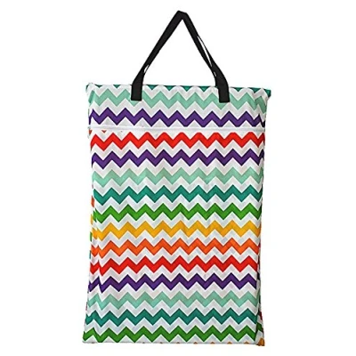 Afbeelding van Grote hangende nat/droge doek luier emmer tas voor herbruikbare luiers of wasgoed (Rainbow Chevron)