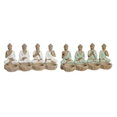 Afbeelding van Decoratieve figuren Home ESPRIT Wit Groen Boeddha Orientaals 24 x 9 11 cm (2 Stuks)