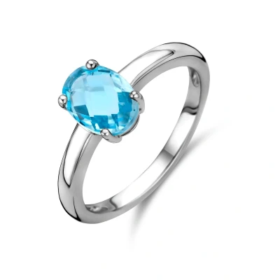 Afbeelding van Gerhodineerd Zilver Ring Blauw Topaas 1336960