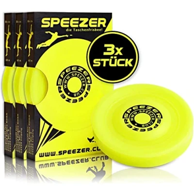 Afbeelding van SPEEZER® Mini frisbee 3 delige set de gele werpschijf is het Outdoor Fun Sport Gadget klein en zacht past schijf in elke broekzak werpspel voor kinderen of professionals