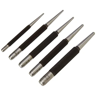 Afbeelding van Starrett korrels met ronde schacht set, 5 delig bestaande uit 1 x artikelnummer 117AA, A, B, C, D in kunststof hoes S117PC