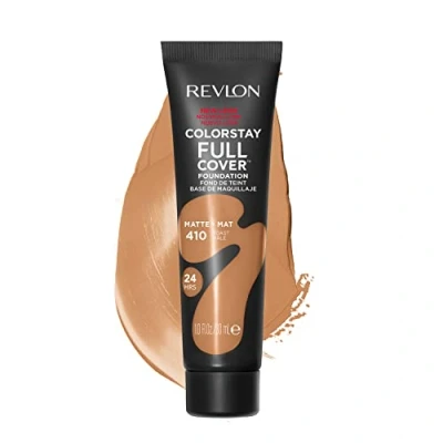 Afbeelding van Revlon ColorStay Full Cover Longwear Matte Foundation, hitte en zweetbestendig, lichte gezichtsmake up, kleur toast (410), 30 ml