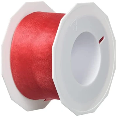 Afbeelding van C.E. Pattberg Präsent 60 mm 25 m Bedraad Organza lint 4 seizoenen, Rood