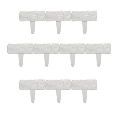 Afbeelding van Relaxdays borderrand set van 10 perkrand steenlook 30 cm hoog kunststof wit